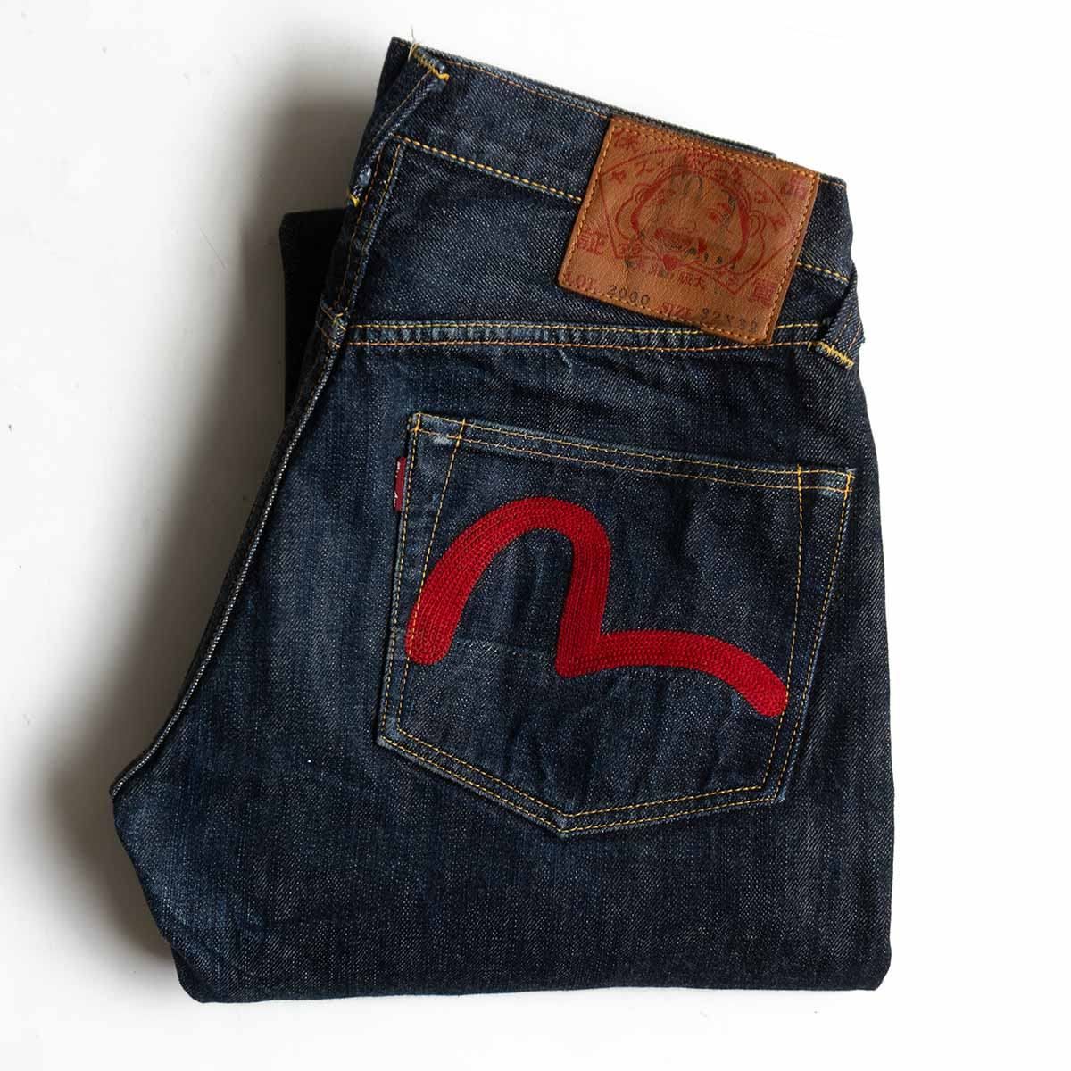 濃紺】EVISU 【LOT.2000 デニムパンツ】32×32 エビス ジーンズ 赤