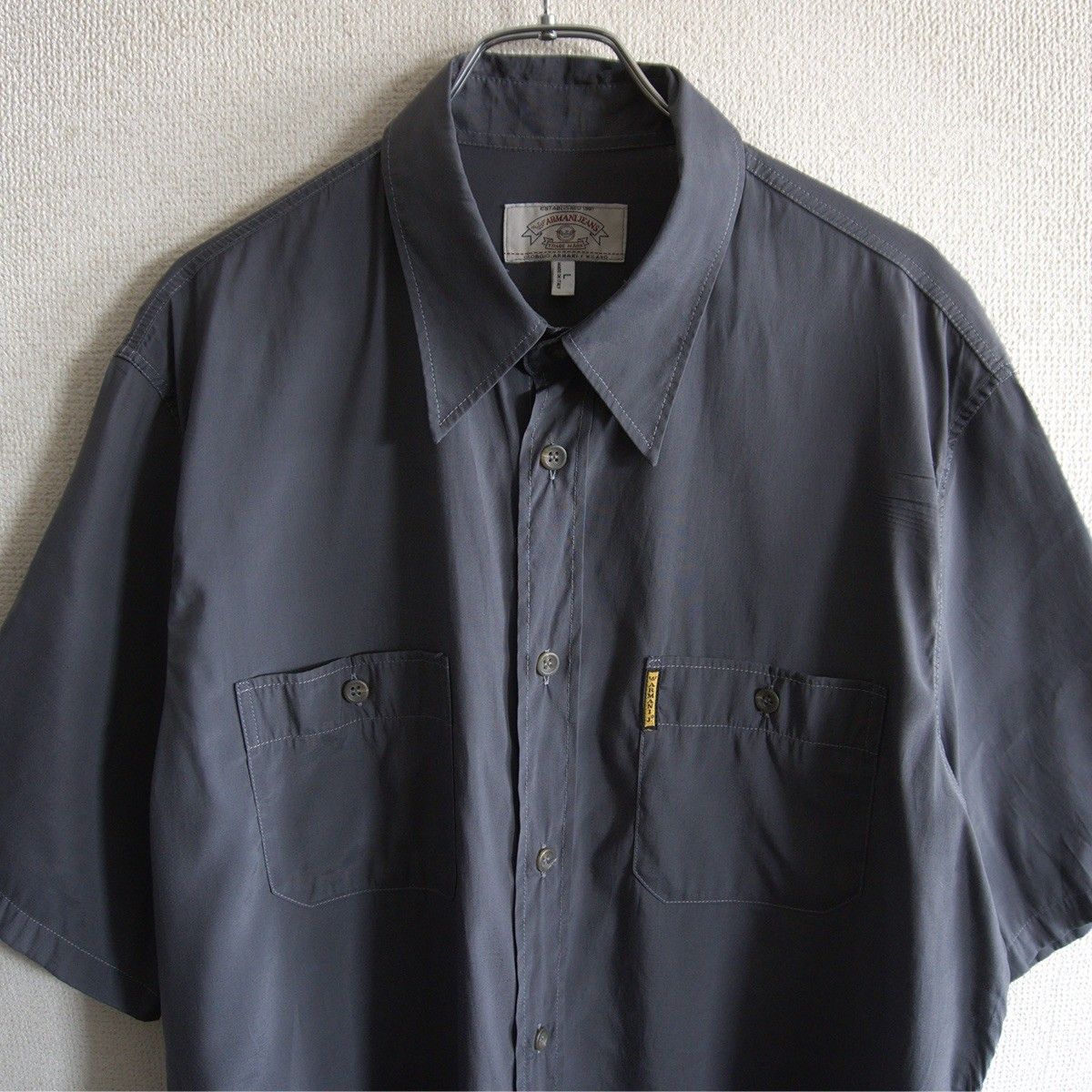【90s/イタリア製】ARMANI JEANS【ビッグシルエット ショートスリーブ シャツ】L アルマーニジーンズ 半袖シャツ 26070484 90s/イタリア製】ARMANI JEANS【ビッグシルエット ショートスリーブ
