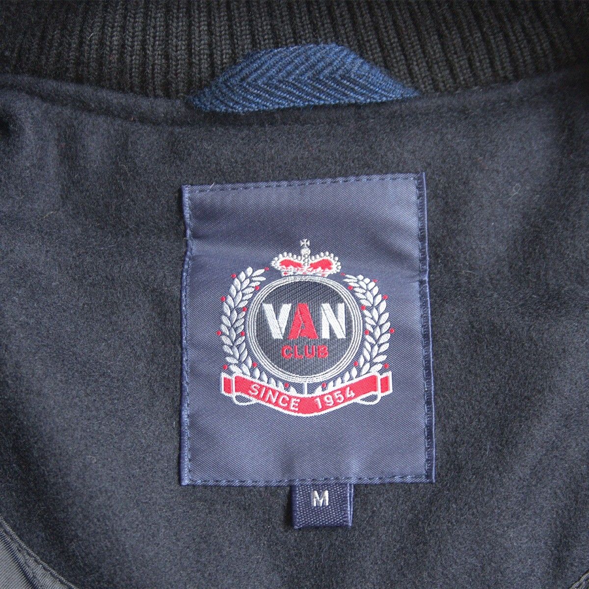 美品】VAN CLUB【レザー スリーブスタジャン】M ブラック スタジアム