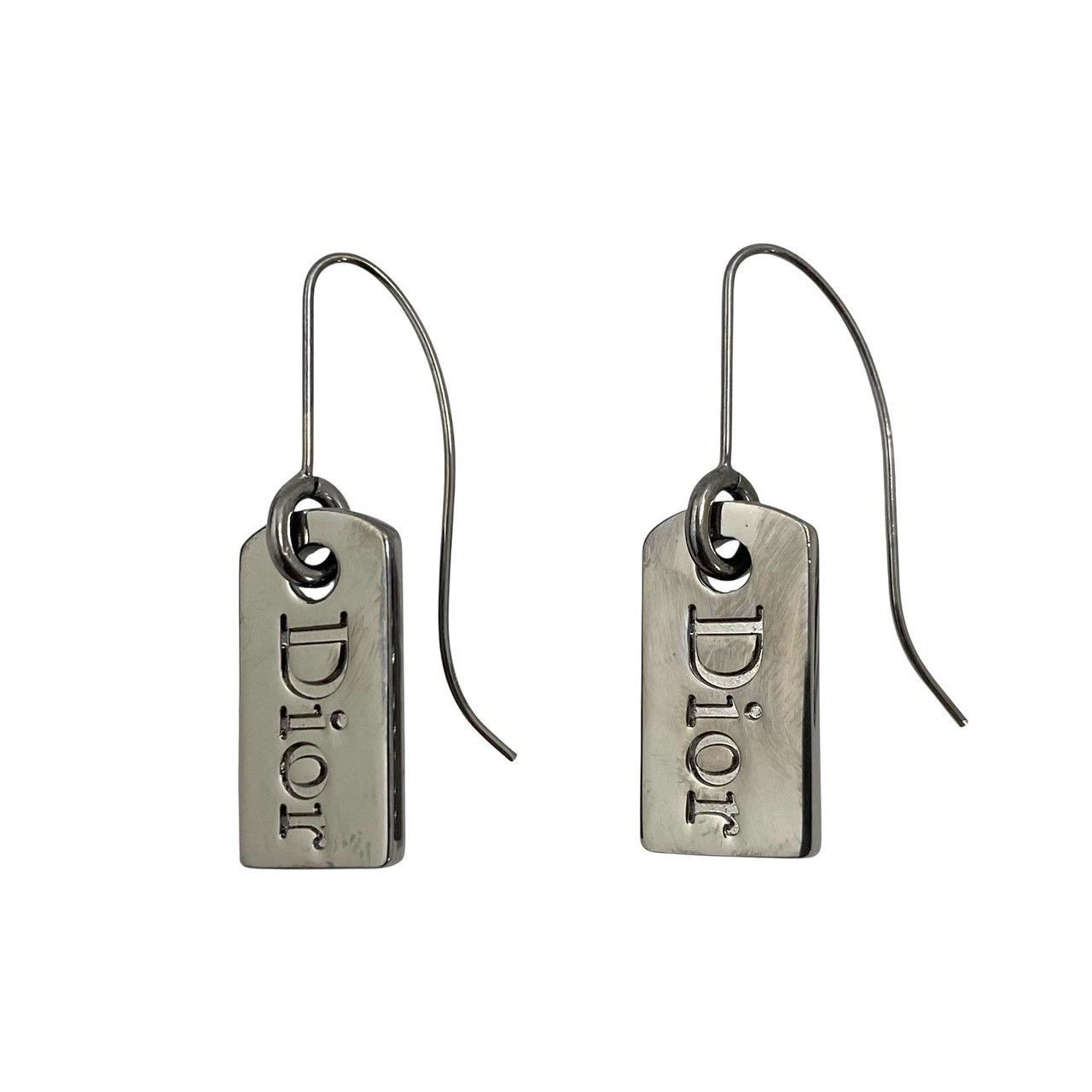 Dior】ロゴ プレート ピアス シルバーカラー ヴィンテージ Christian