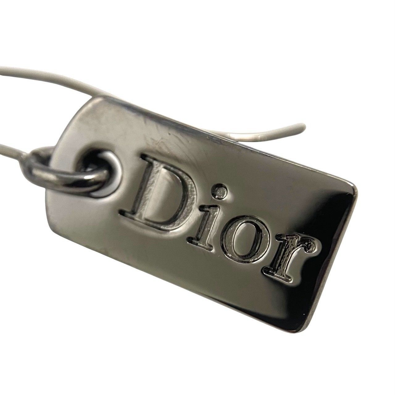 Dior】ロゴ プレート ピアス シルバーカラー ヴィンテージ Christian