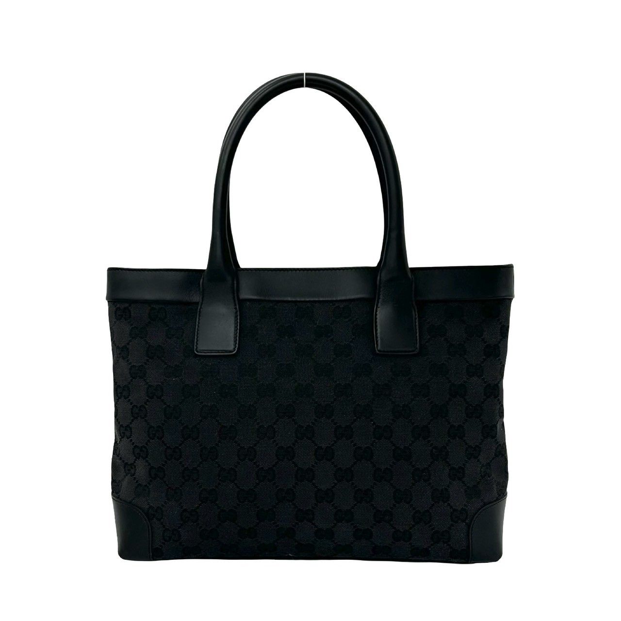 【美品】GUCCI GG キャンバス ハンドバッグ ブラック 保存袋付き 極 美品 保存袋付き GUCCI グッチ GG 柄 キャンバス レザー 本革