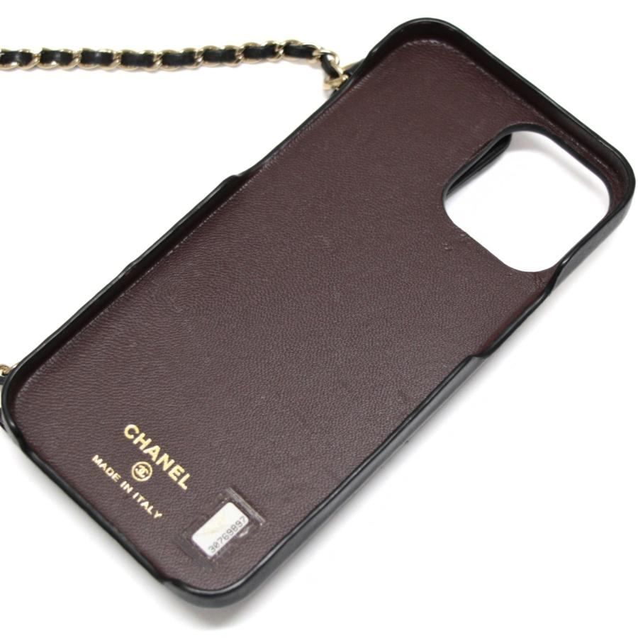 シャネル CHANEL iPhone14 Pro max スマホケース マトラッセ ラム 黒 G