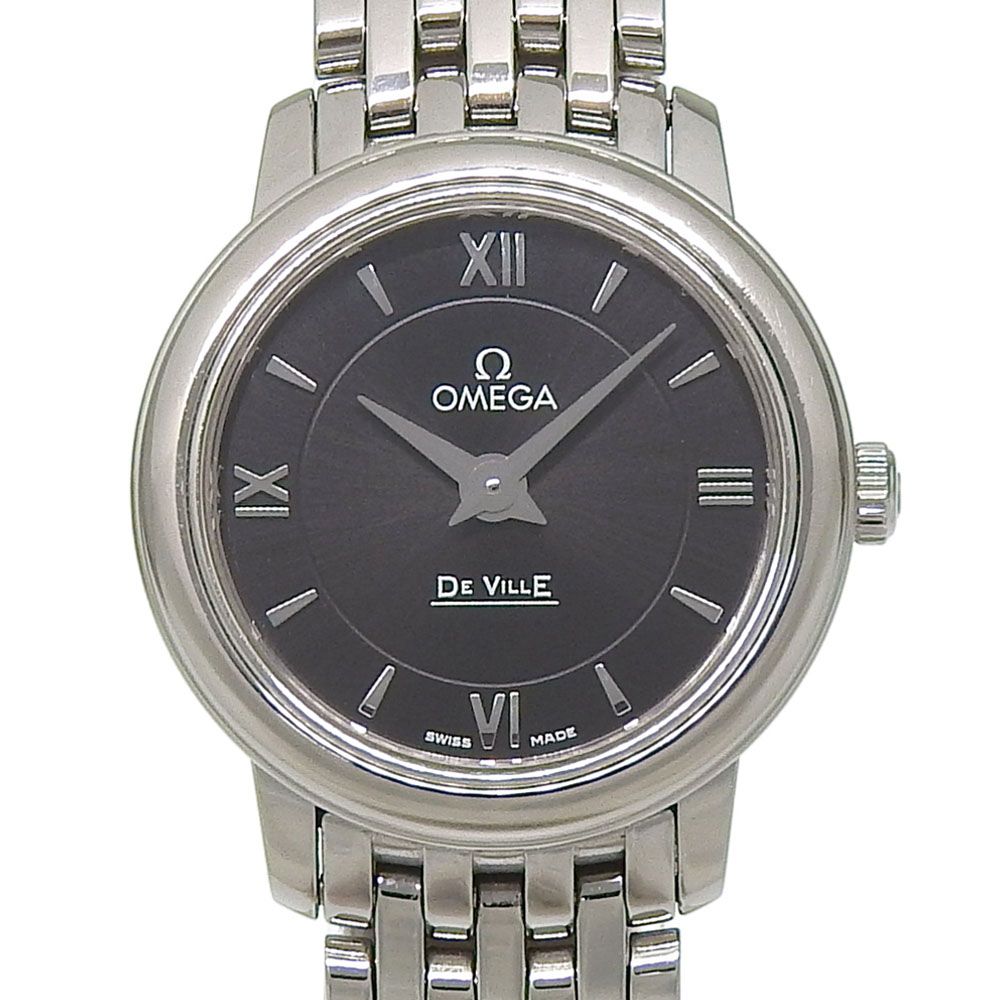 【OMEGA】オメガ デビル プレステージ 4570.52 ステンレススチール クオーツ アナログ表示 レディース 黒文字盤 腕時計