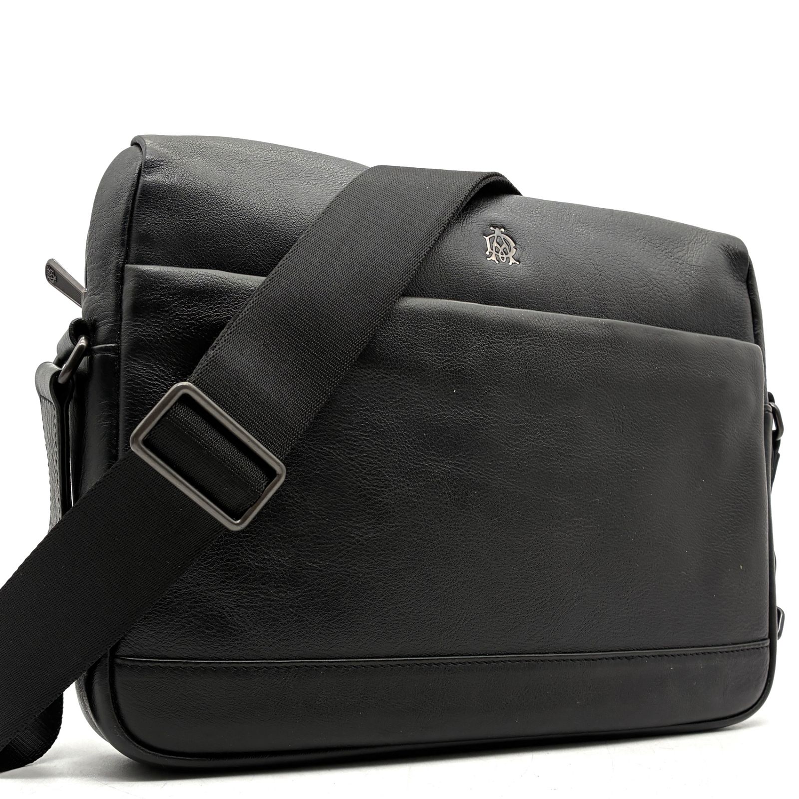 未使用に近い ダンヒル dunhill ショルダーバッグ メッセンジャーバッグ クロスボディ レザー ブラック 黒 斜め掛け フラップ 夏休み 帰省 お盆 敬老の日 シルバーウィーク 秋 ギフト プレゼント メンズ