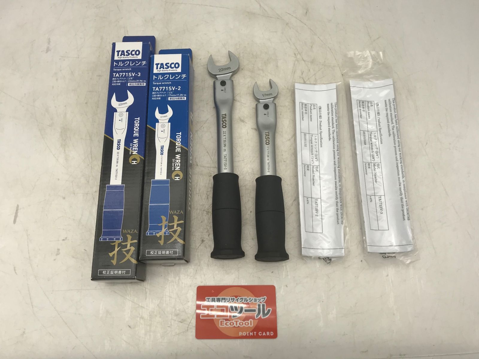 【未使用に近い】イチネンTASCO -2/TA771SV-3 〇 【2本セット】1/4・3/8空調用トルクレンチ [IT_190Q8][小牧][M04]