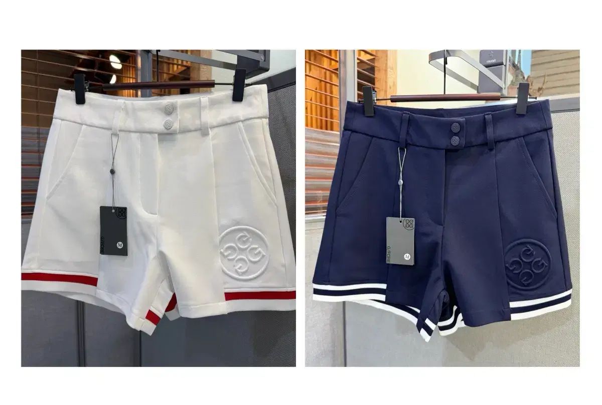 レディース ゴルフ ハーフパンツ ネイビー＆白