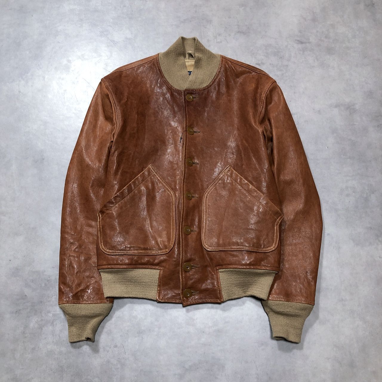 GQ6232◇BILLS KHAKI : USA製 Cockpit USA TYPE A‐1 パイロットフライトジャケット◇M◇ブラウン ビルズカーキ コックピットUSA レザージャケット ブルゾン