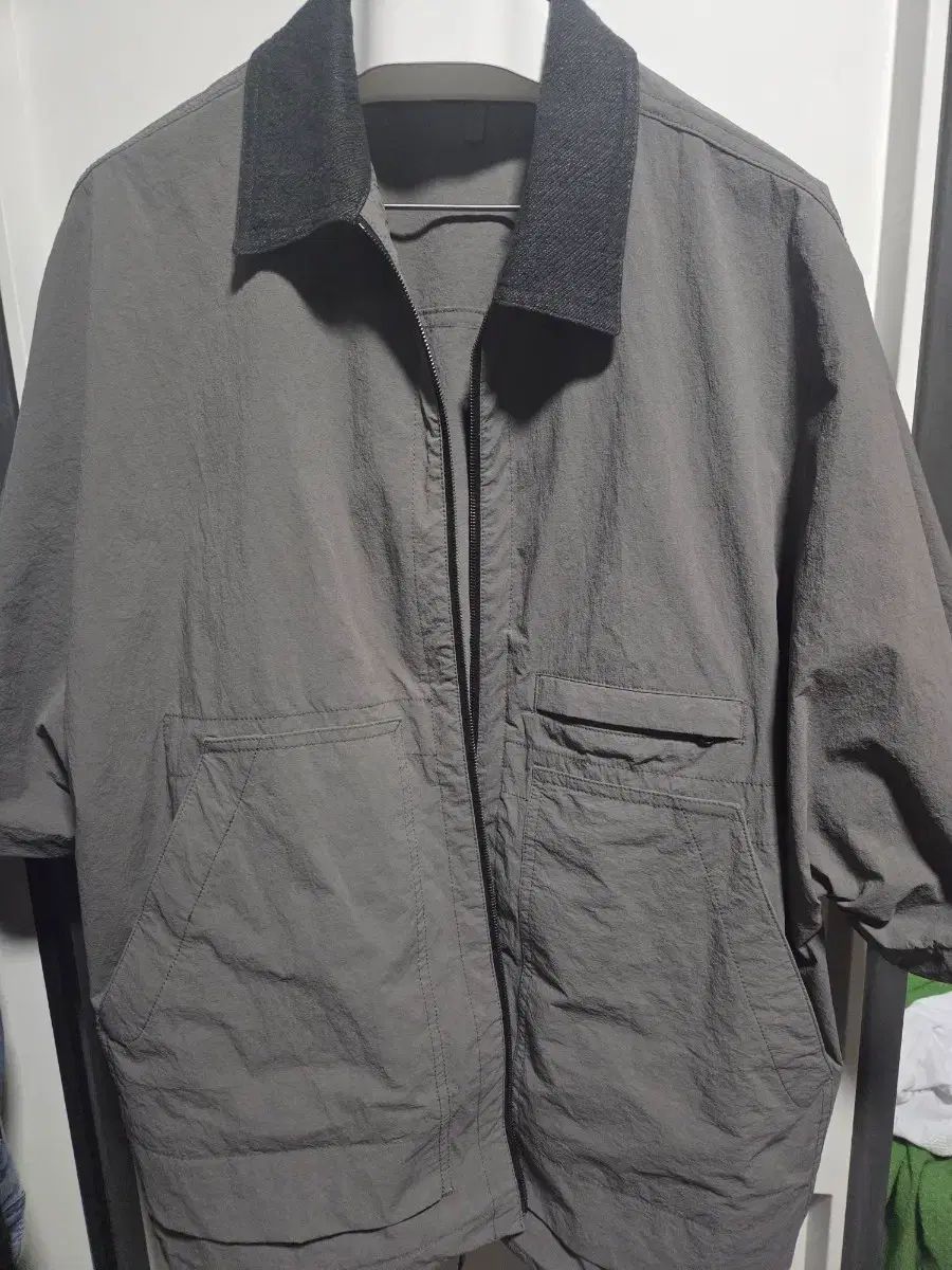 TIME HOMME 半袖ジップアップ KANSAIシャツ グレー