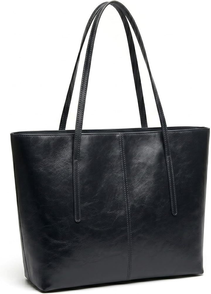 GALVANO ビジネスバッグ トートバッグ 本革 メンズ (ブラック, 幅36cm、高さ30cm、奥行14cm、持ち手25cm)