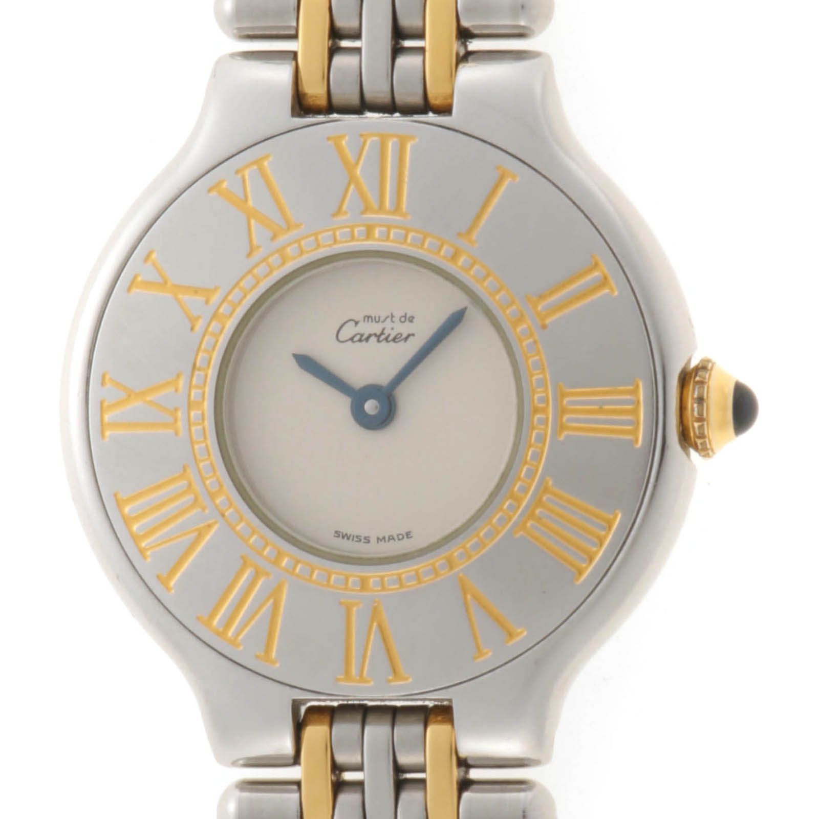 CARTIER カルティエ マスト21 ヴァンディアン W10051F4 腕時計 クオーツ ステンレス/GP アイボリー レディース時計 2148104178077【中古】207