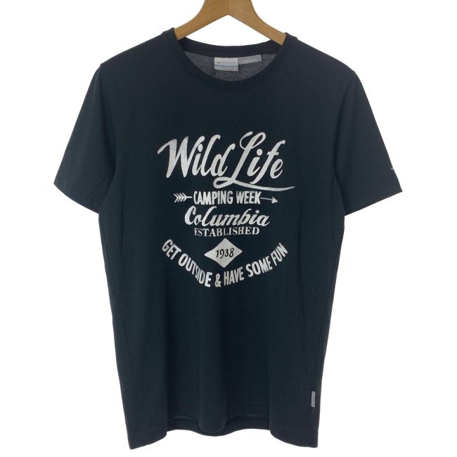 【中古】　Columbia　Tシャツ　半袖　トップス　クルーネック　プリント　アウトドア　古着　/1150