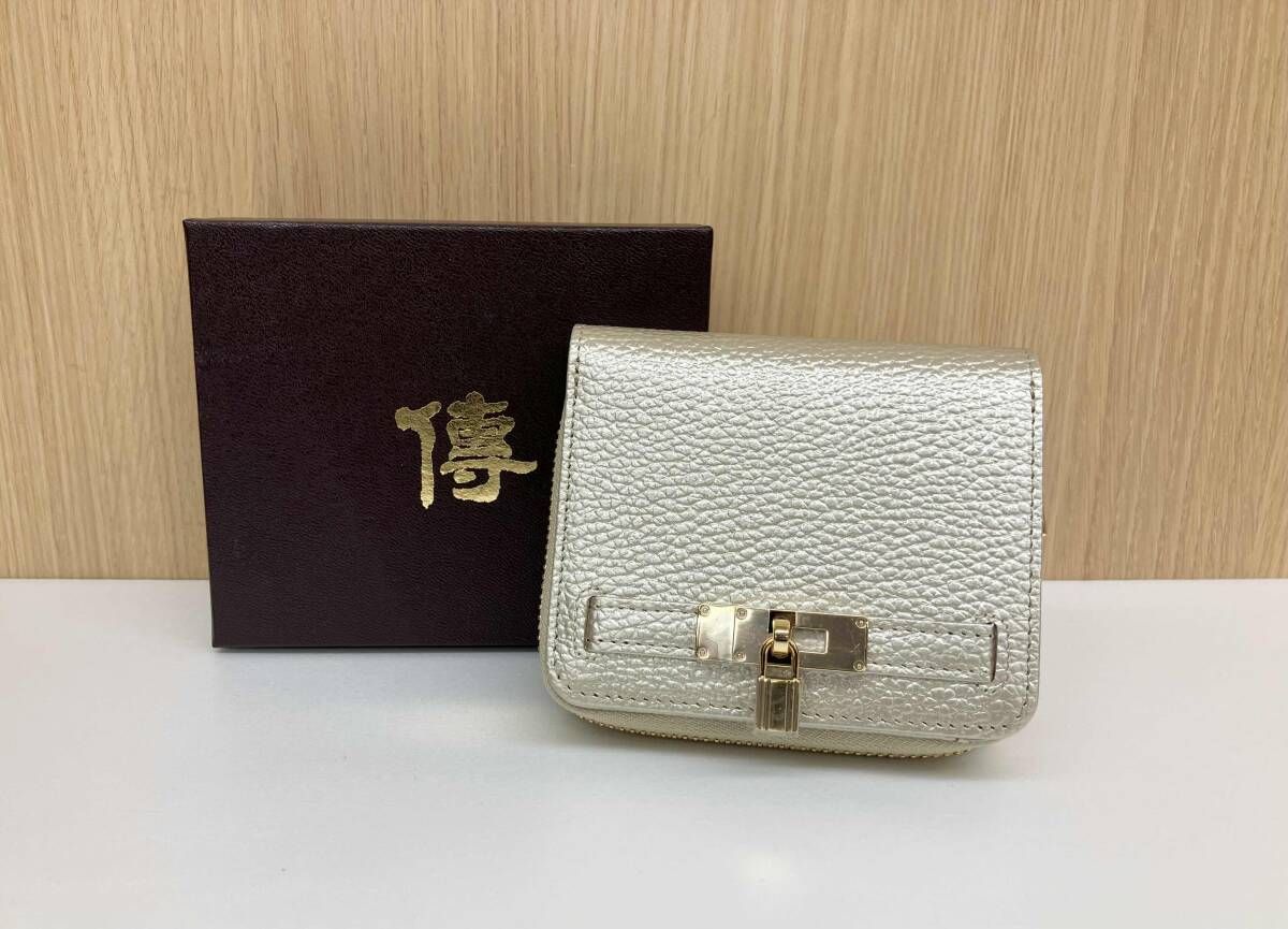 傳濱野 デンハマノ 二つ折り財布 Mietia Wallet Waltz ミーティアウォレットワルツ 七分袖ウォレット 本革 ゴールド 通年