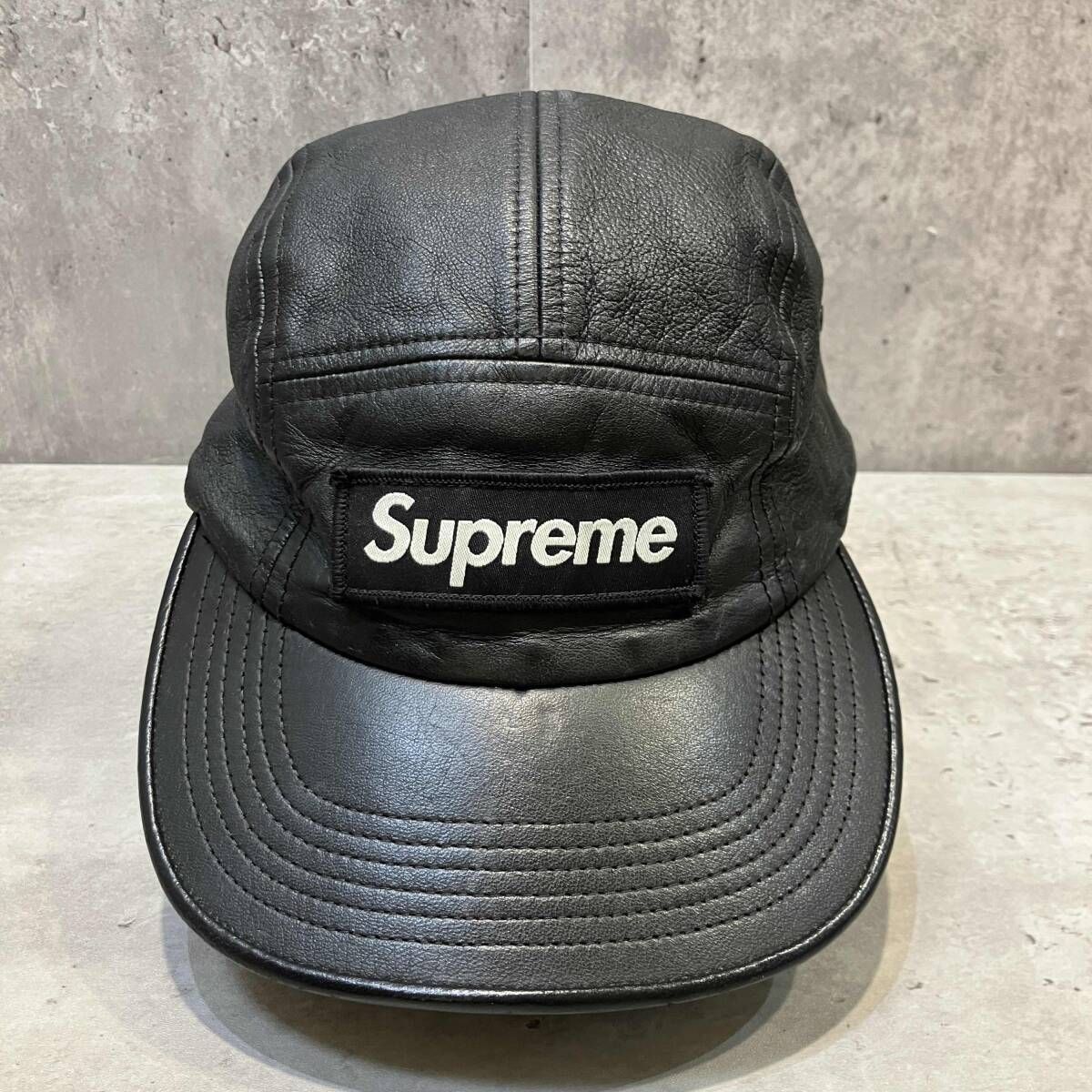 USA製 Supreme キャップ ジェットキャップ レザー ブラック シュプリーム