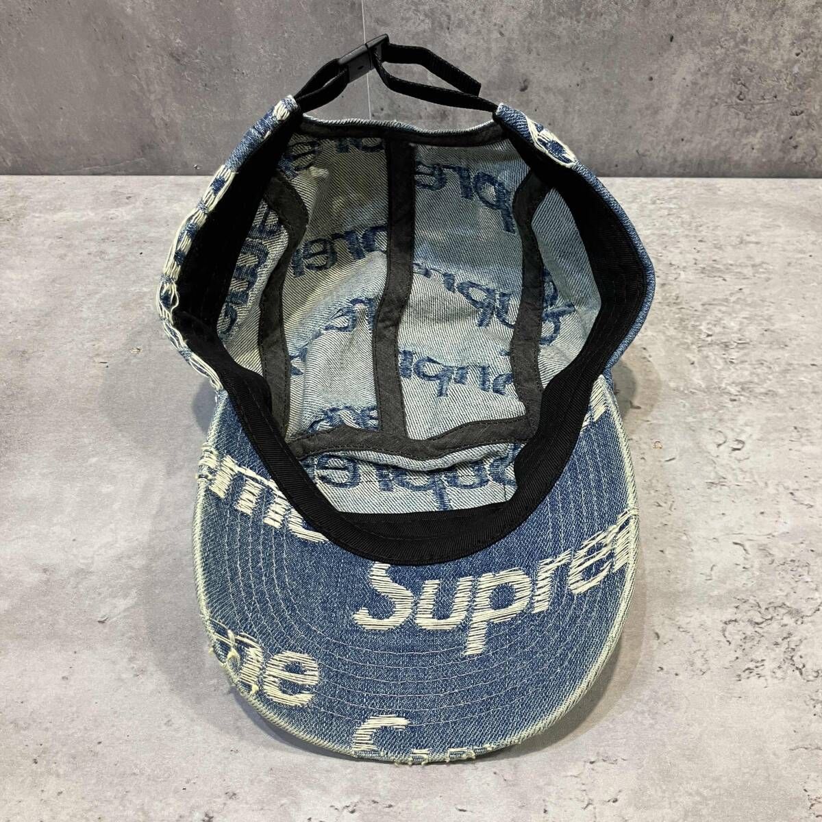 21SS Supreme キャップ Frayed Logos Denim Camp Cap ブルー