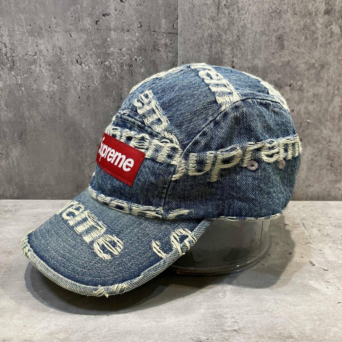 SUPREME シュプリーム 21SS Frayed Logo Denim Camp Cap/フレイド ロド デニム キャンプ キャップ 帽子 ブラック 21SS Supreme キャップ Frayed Logos Denim Camp Cap ブルー