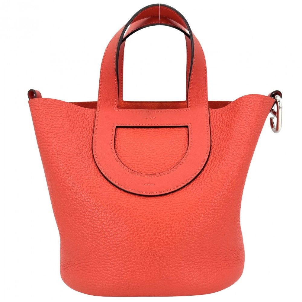 エルメス ハンドバッグ レディース インザループ18 シェーヌピコ 小さめ HERMES W刻印 トリヨンクレマンス オレンジ系 シルバー金具 2024年【中古品】