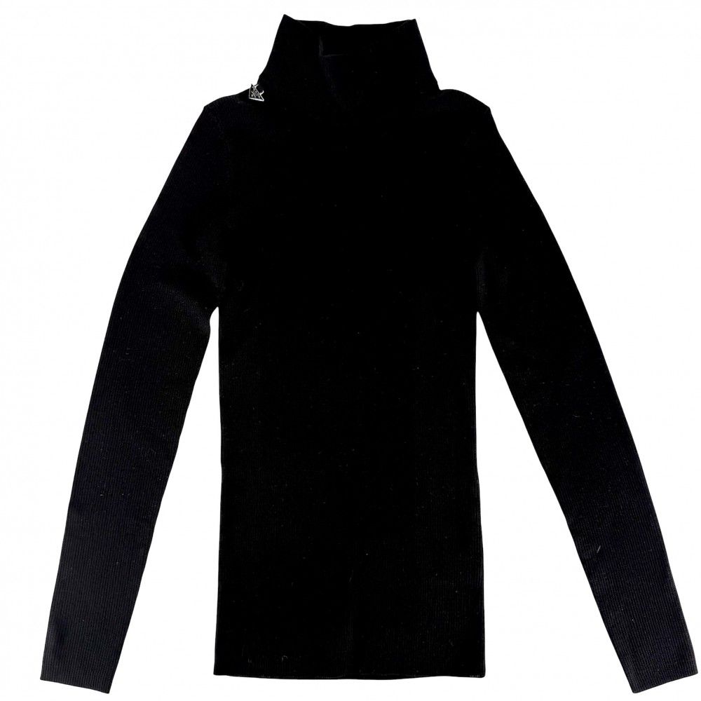 プラダ ニット レディース タートルネック トライアングルロゴ 長袖 トップス アパレル PRADA 36 P26567 ブラック 黒 ウール 秋 冬 美品【中古品】