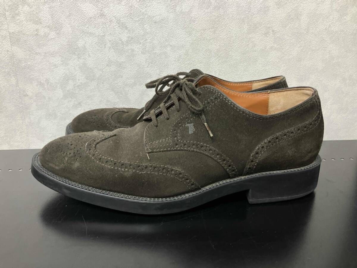 TOD'S ウィングチップ レースアップシューズ モスグリーン系 9