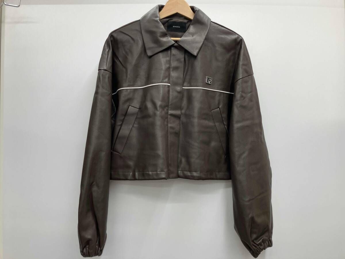 EMODA エモダ ボックスEマークショートブルゾン レザージャケット