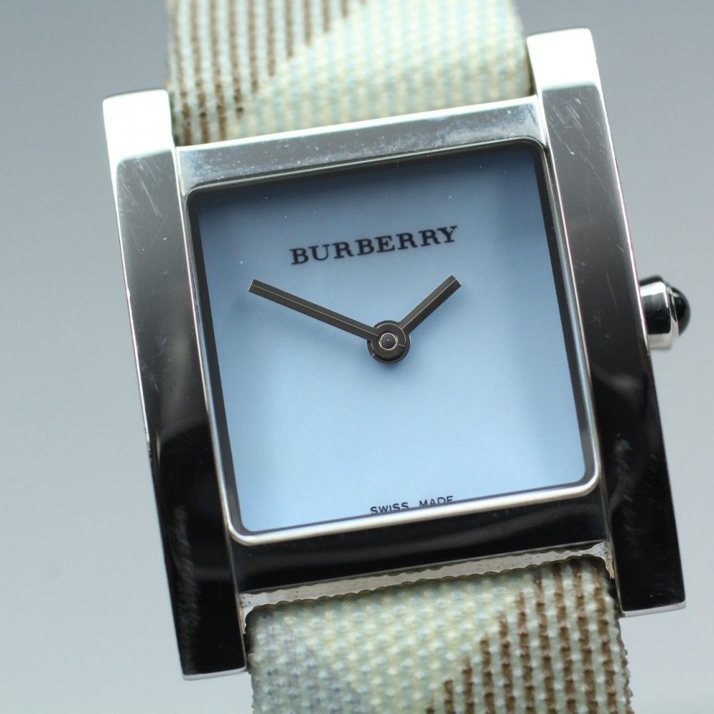 【稼働品】 BURBERRY BU4312 ブルーシェル シルバー 純正ブレス クオーツ レディース 腕時計 #15182