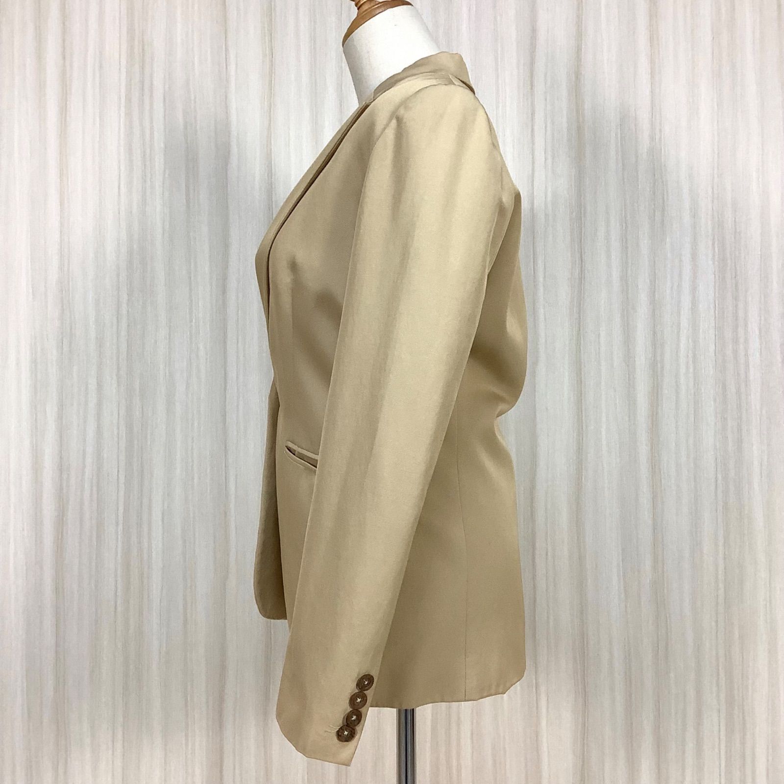 【新品】ラルフローレン ¥48000 レディース　ジャケット　M　ベージュ シルク混コットン】 RALPH LAUREN ラルフローレン テーラード