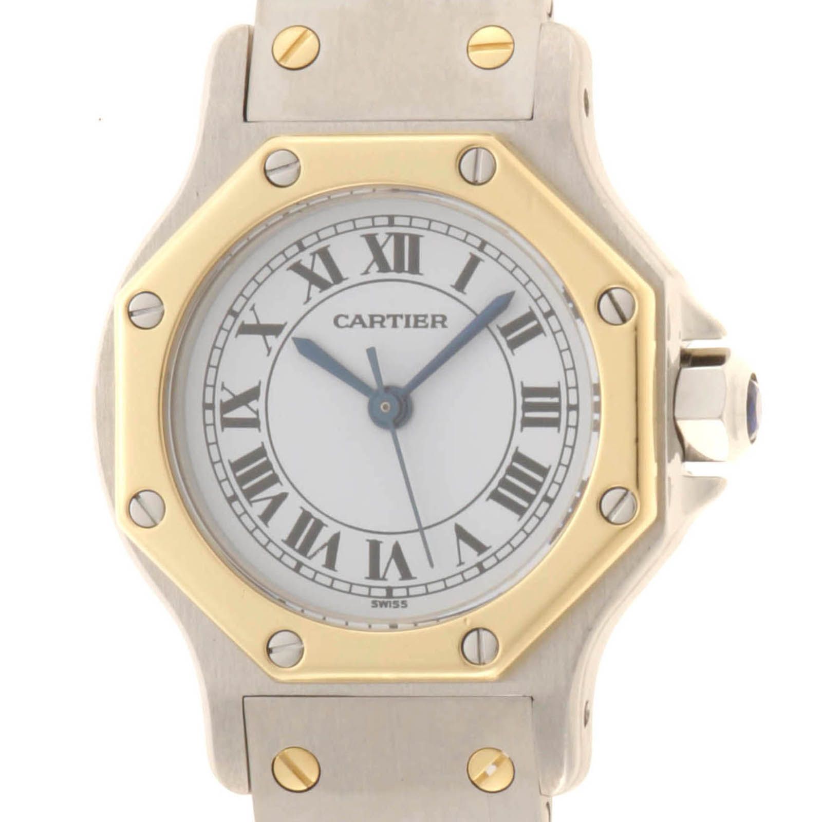 CARTIER カルティエ サントス オクタゴンSM 腕時計 スティール/K18イエローゴールド ホワイト文字盤 自動巻き レディース【中古】472