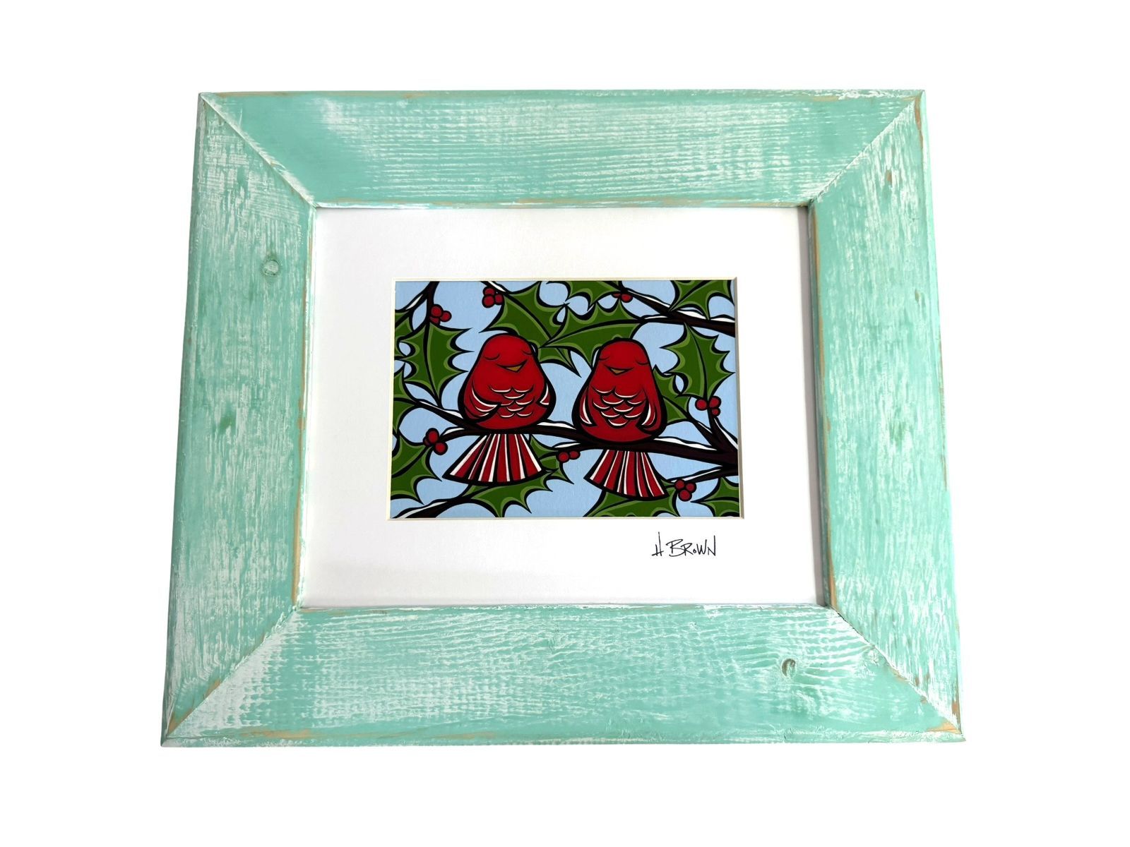 Heather Brown ヘザーブラウン『Holiday Birds』 Holiday Birds Heather Brown art ヘザーブラウン アート 絵画 額付き