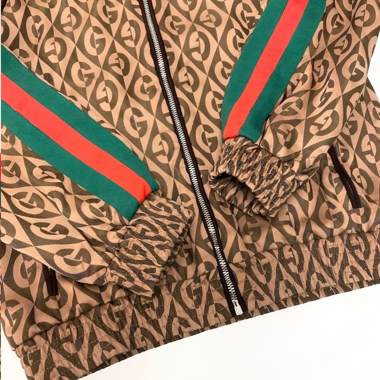 GUCCI グッチ GGランバスパターン ウェブライン ブラウン レーヨン