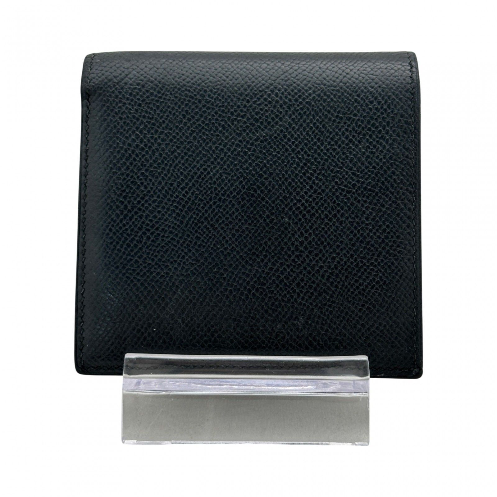 【中古】エルメス 二つ折り財布 エプソン レザー ノワール コンパクトウォレット Bランク he8921hr
