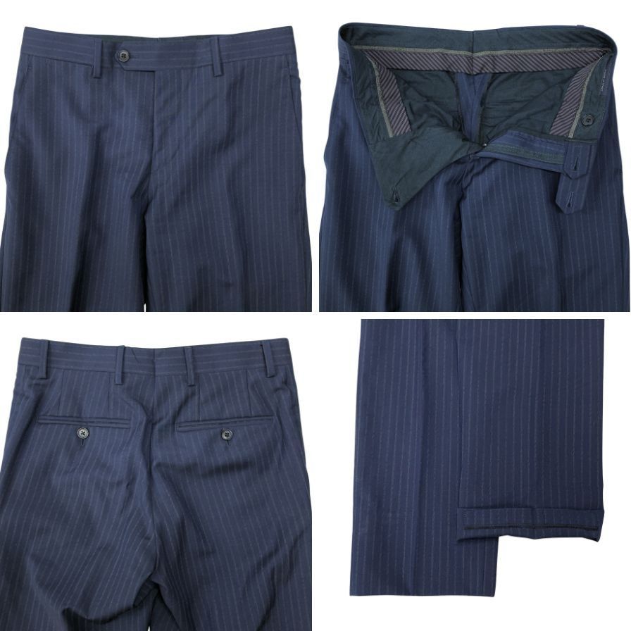 ラルディーニ スーツ ストライプ柄 ウール グレー系 メンズ ネイビー系