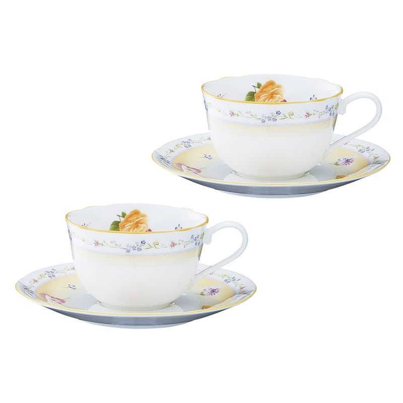 【新品】 Noritake ノリタケ カップ & ソーサー ( ペアセット ) ( コーヒー ティー 兼用) 220cc ジュヌフレール 電子レンジ対応 2客 ボーンチャイナ P59387A/4620