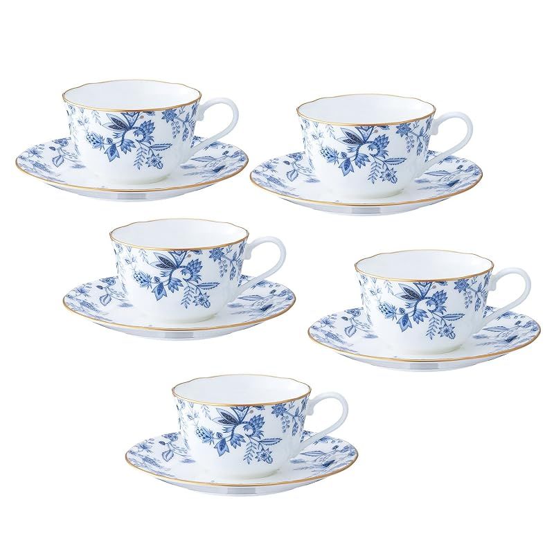 【新品】 Noritake ノリタケ カップ & ソーサー セット ( コーヒー ティー 兼用) 220cc ブルーソレンティーノ 5客 ボーンチャイナ F59387A/4562