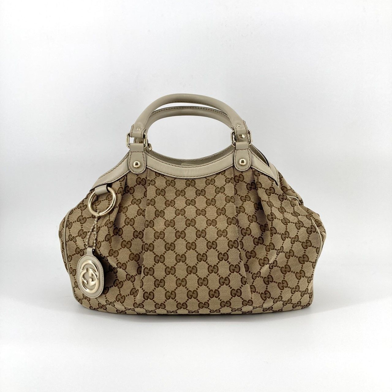 GUCCI（グッチ） スーキー キャンバス レザー GG インターロッキングG 211944 ハンドバッグ ベージュ