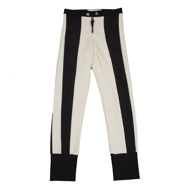 マルニMARNI ライン切替ストレッチパンツ オフ黒38