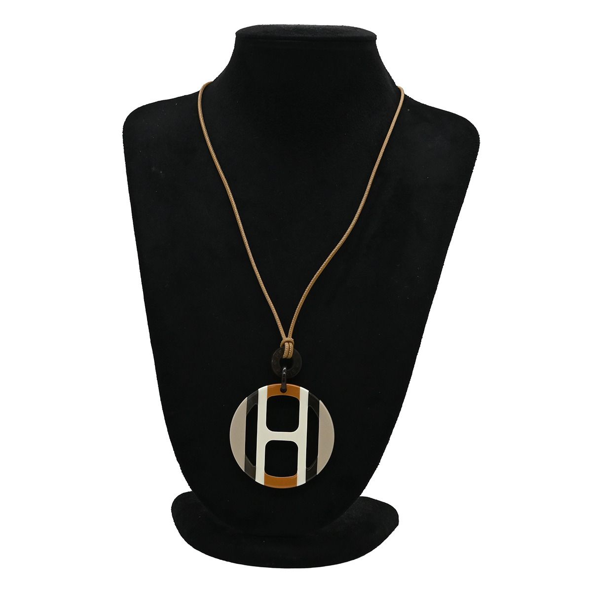 エルメス HERMES ネックレス Hエキップ バッファローホーン レザー