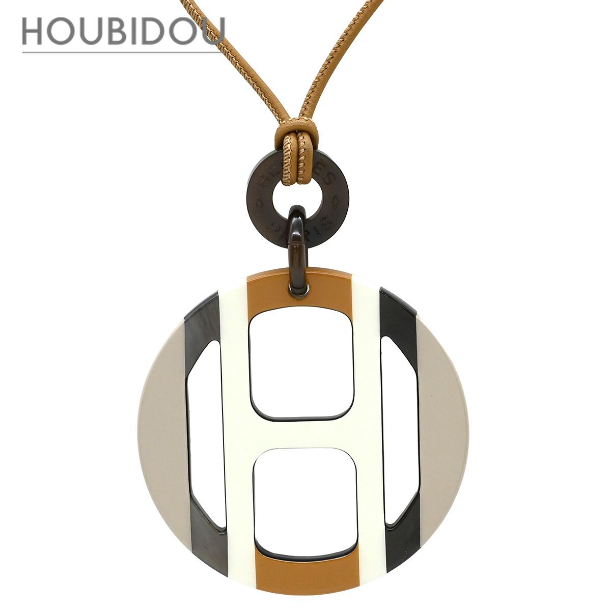 エルメス HERMES ネックレス Hエキップ バッファローホーン レザー
