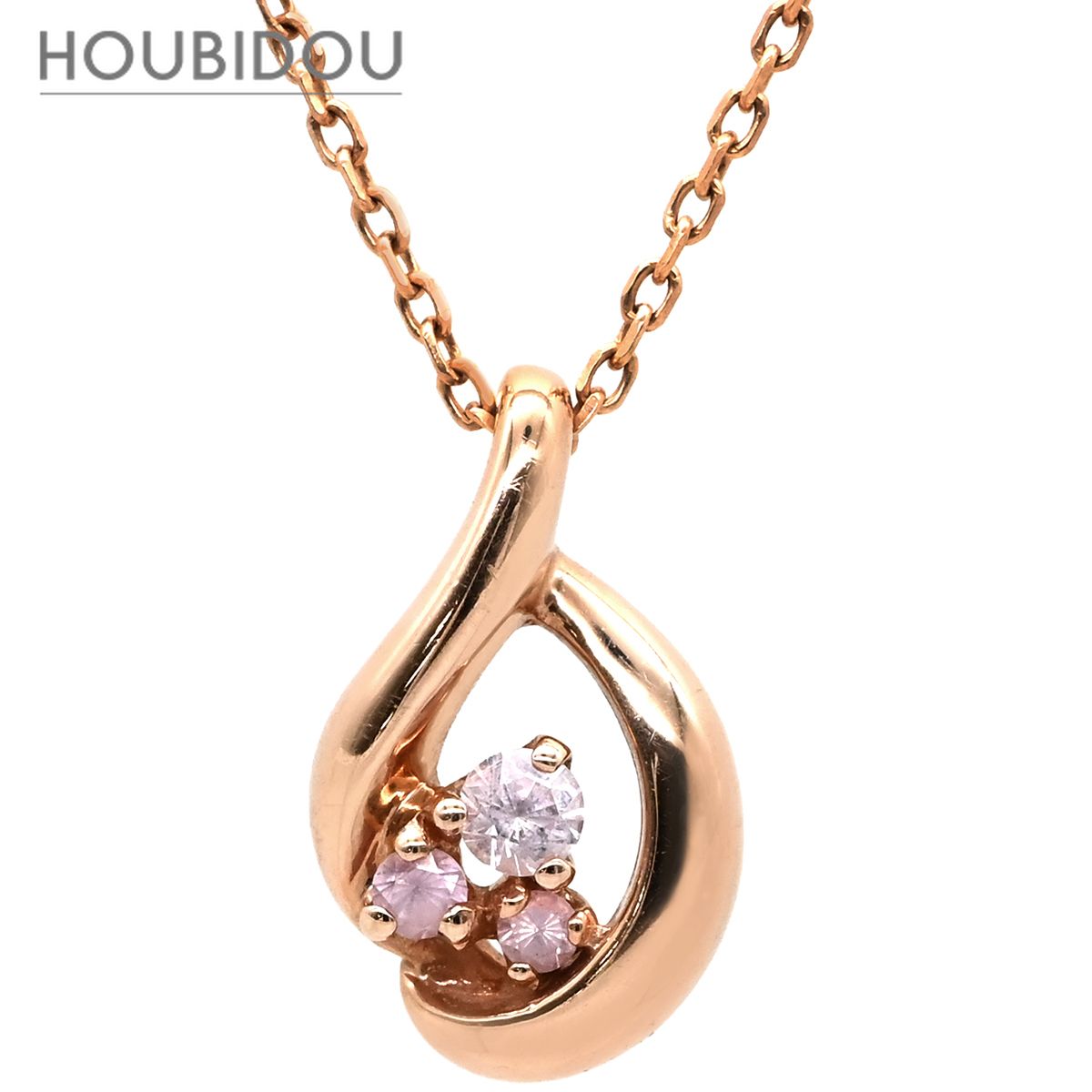 4℃ 4℃ 목걸이 핑크 사파이어 펜던트 핑크 골드 4℃ 10K 골드 3P 스톤 3개 [중고]