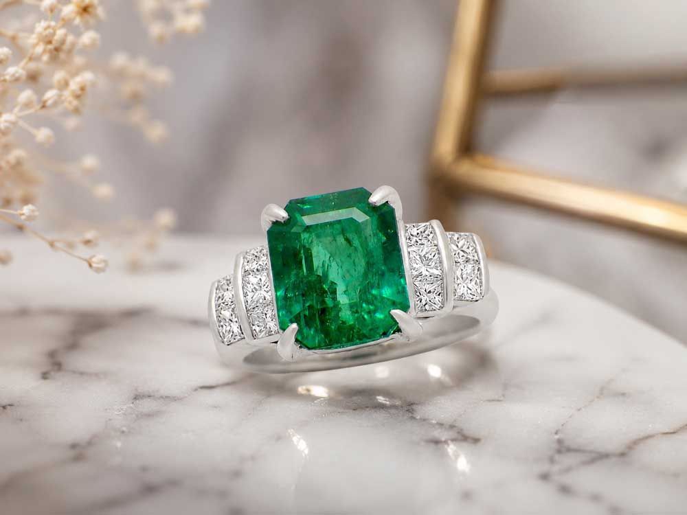 エメラルド ダイヤモンドリング Pt900 8.24g 13号 Jewelry Emerald3