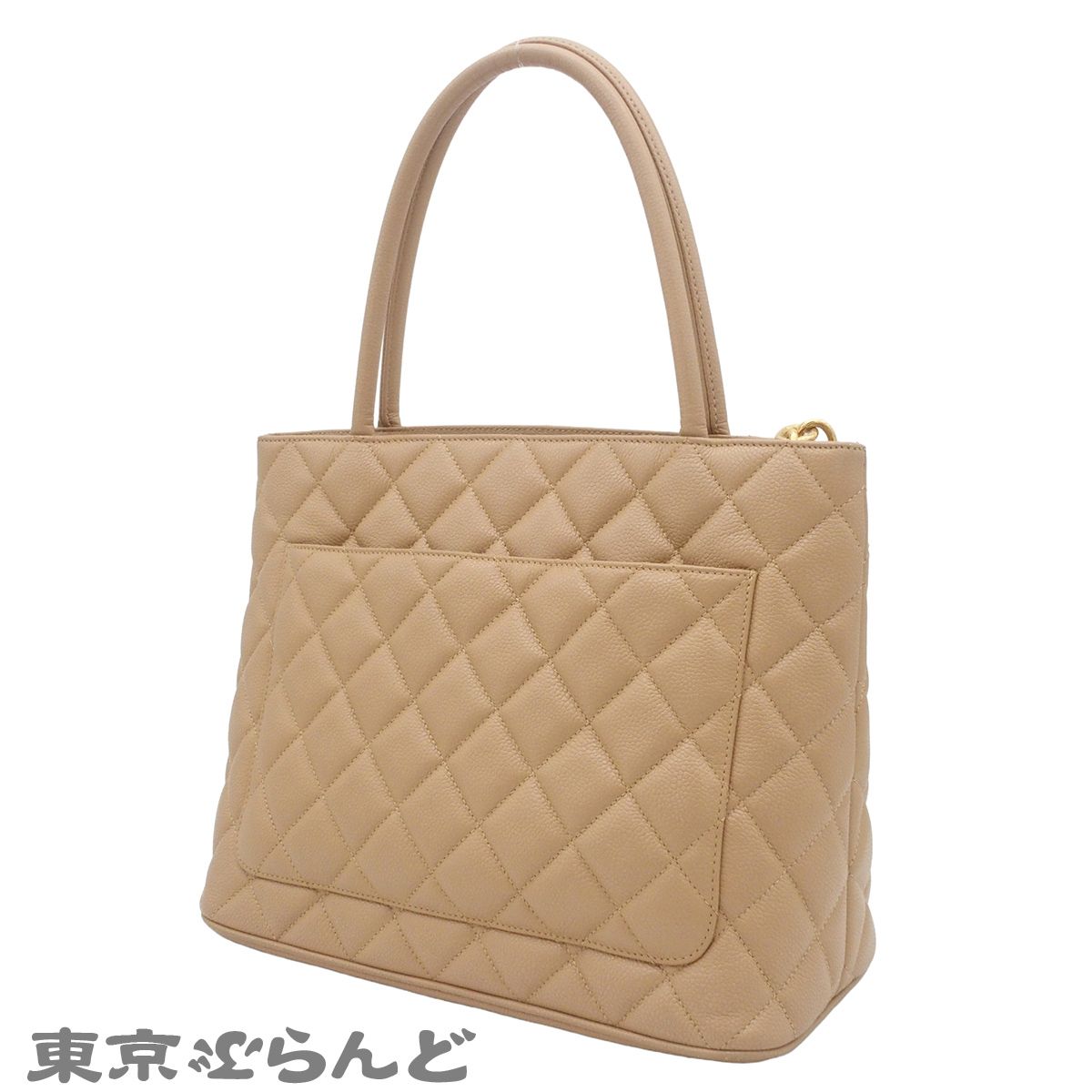 シャネル CHANEL 復刻トート A01804 ベージュ ゴールド金具 キャビア 