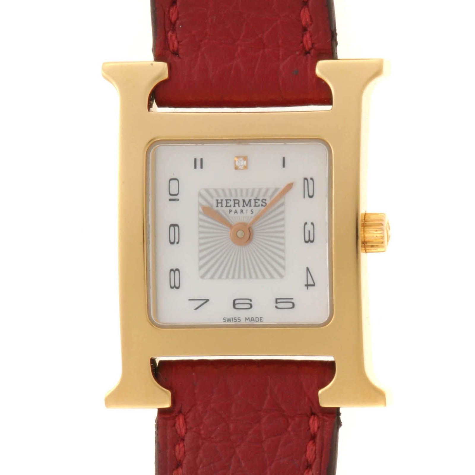 HERMES エルメス Hウォッチ ベルトレッド HH1.202 腕時計 GP GP/レザー