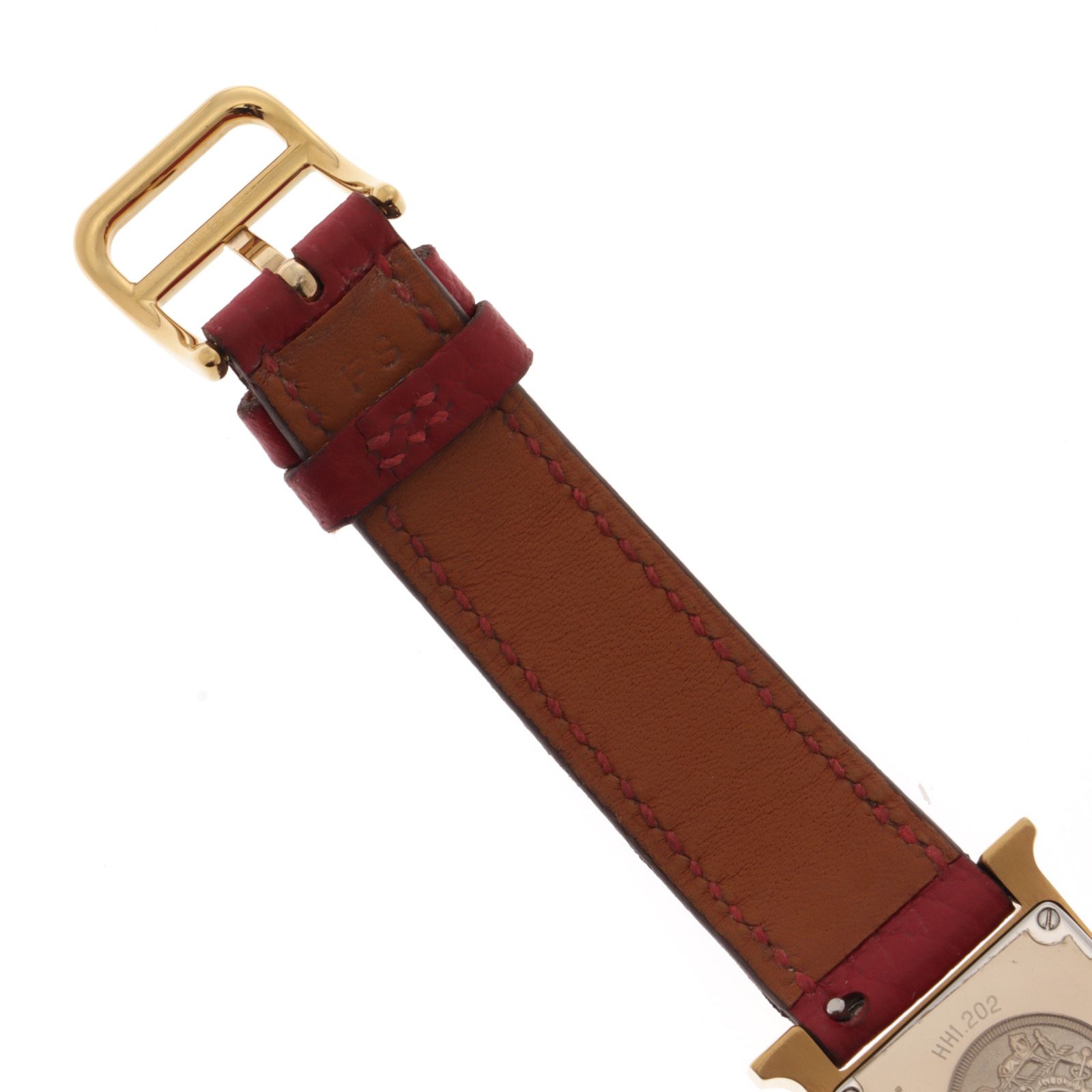 HERMES エルメス Hウォッチ ベルトレッド HH1.202 腕時計 GP GP/レザー