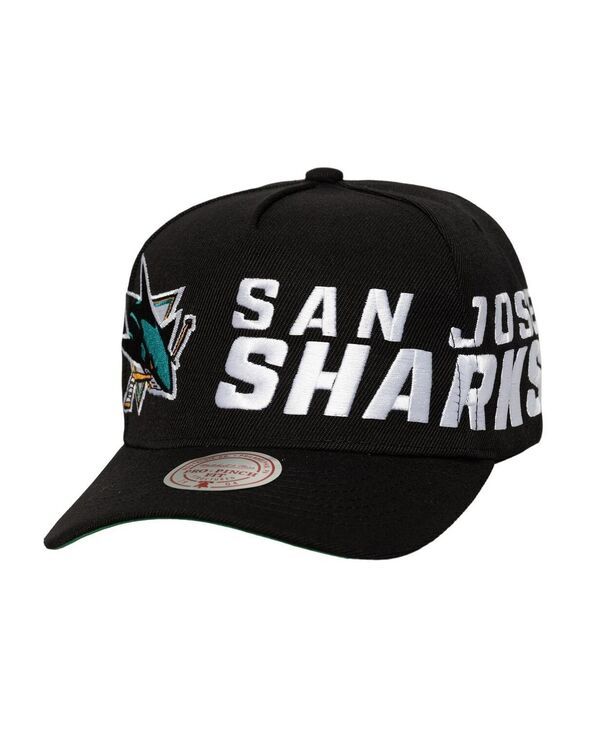 ミッチェルネス メンズ アクセサリー 帽子 ロゴ Mitchell Ness Mens Black San Jose Sharks Busted Logo Wordmark WrapAround Pr