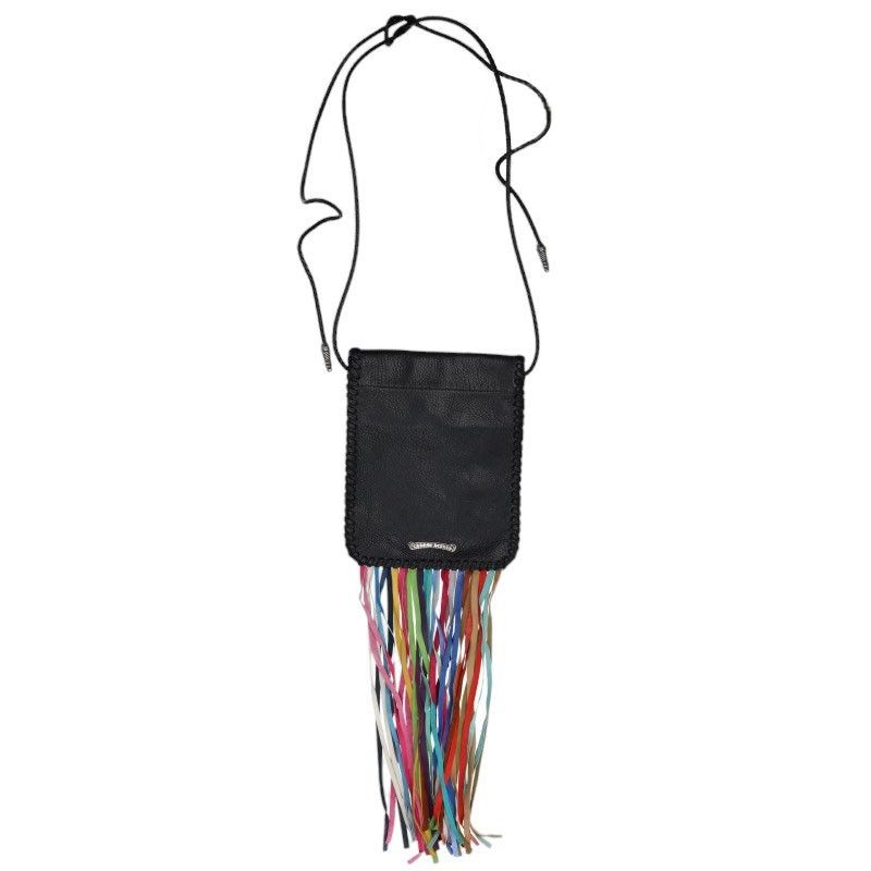 クロムハーツ  BAG-FLAT HIPPIE w/FRINGE /ヒッピー フリンジ装飾レザーショルダーバッグ メンズ クロムハーツ BAG-FLAT HIPPIE w/FRINGE /ヒッピー マルチカラーレザー