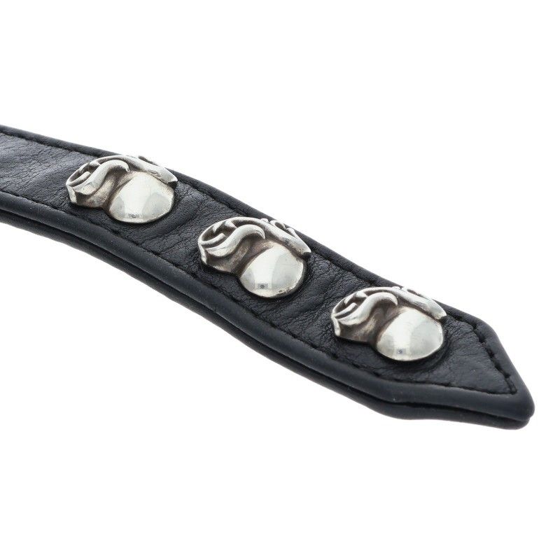 クロムハーツ ハートボタン レザーブレス 3BTN 2SNP 希少モデル 正規品 クロムハーツ 3BTN/2SNP/ハート3ボタンスナップ レザーブレスレット