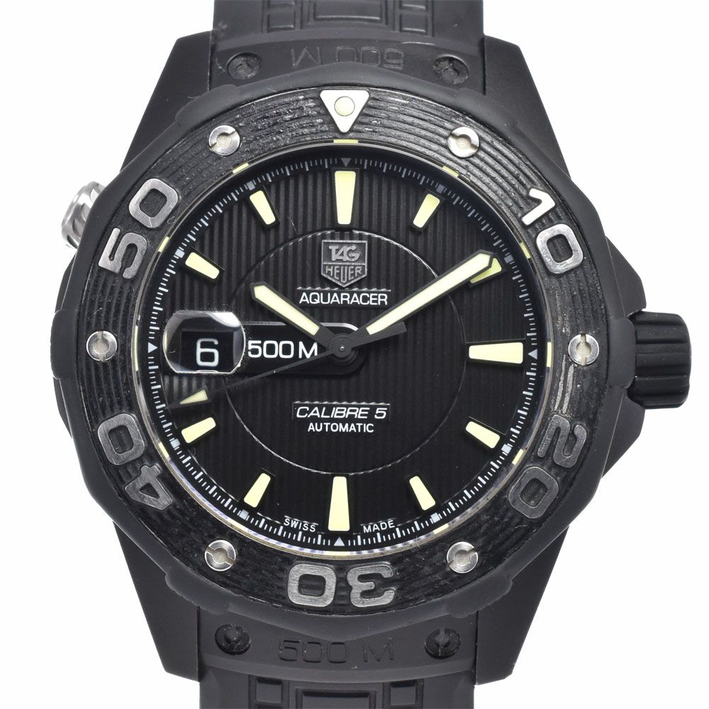 タグホイヤー TAG HEUER WAJ2180 アクアレーサー キャリバー5 デイト ブラック 自動巻き メンズ 良品 箱付き 腕時計 R#149321