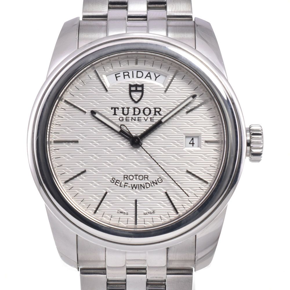 チューダー TUDOR 56000 グラマー デイトデイ シルバー 自動巻き メンズ 良品 保証書付き 腕時計 R#149222
