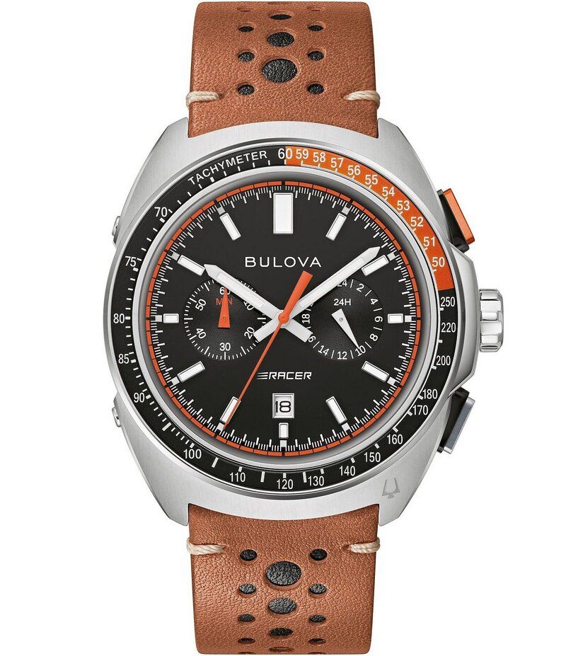 ブロバ レディース アクセサリー 腕時計 レザー Bulova Mens Racing Chronograph Tan Leather Strap Watch Tan タン