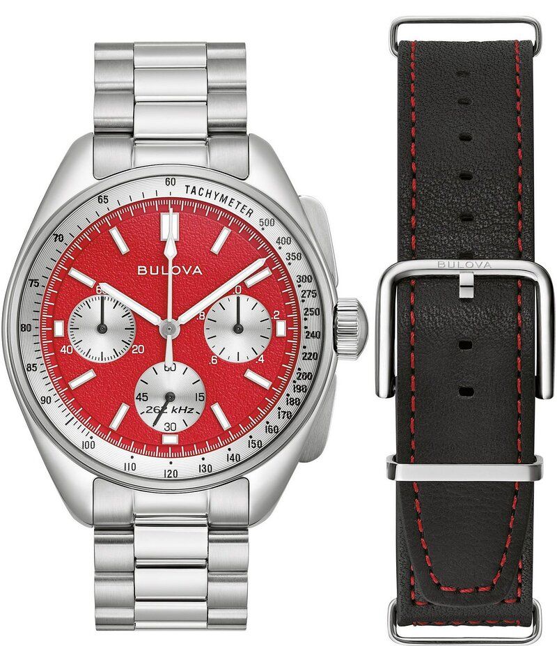 ブロバ レディース アクセサリー 腕時計 Tシャツ Bulova Mens Lunar Pilot Chronograph Stainless Steel Bracelet Watch Silver