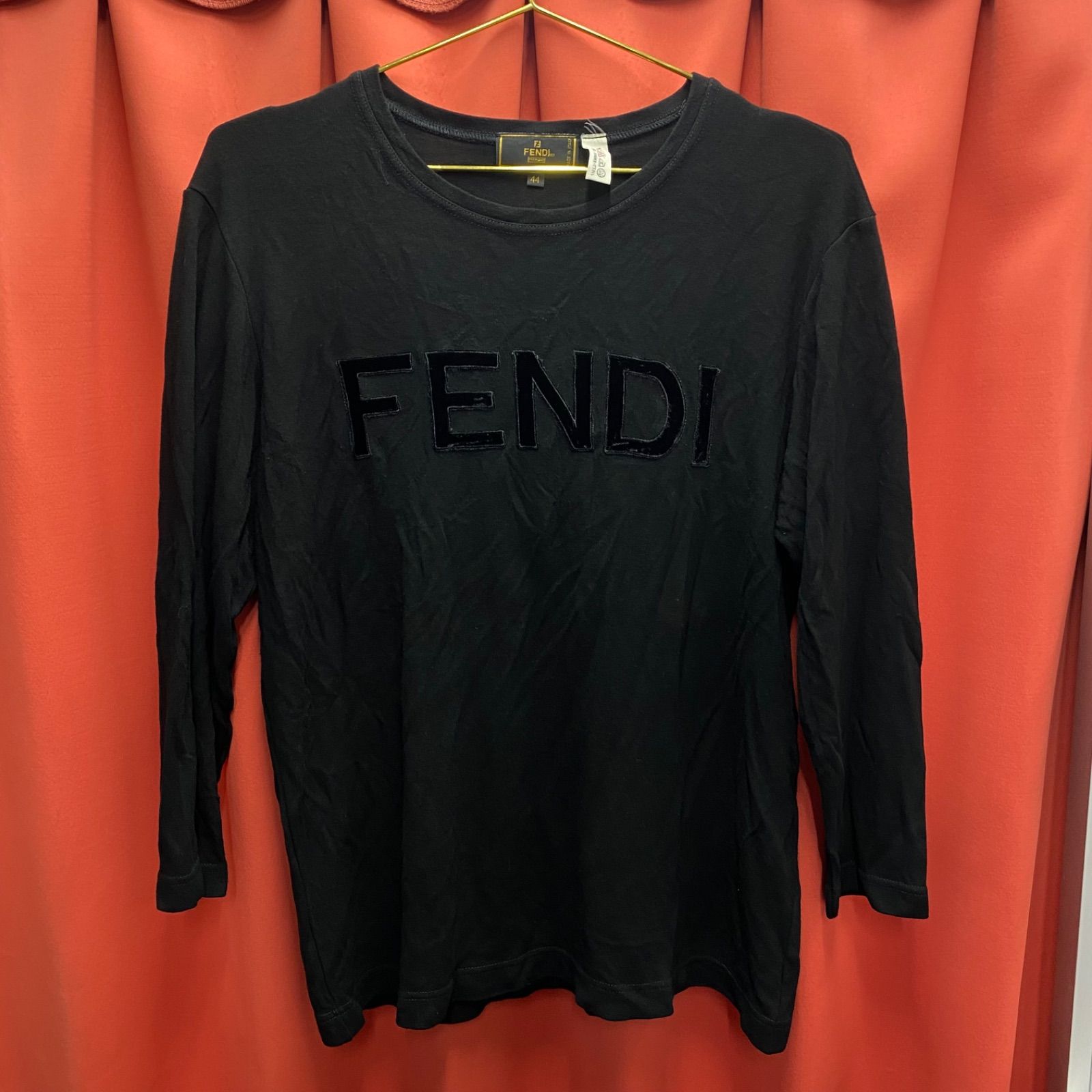 FENDI フェンディ ロゴ ロングTシャツ スウェット 長袖 ブラック 44